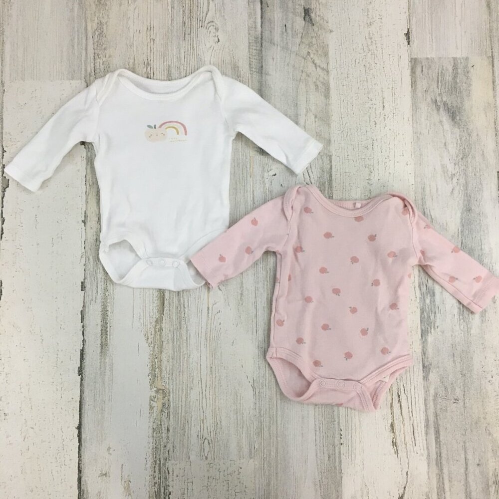 Unit Baby Girls 1 M 0 to 3 M NB Bodysuit Lot of 2 Spain Rainbow